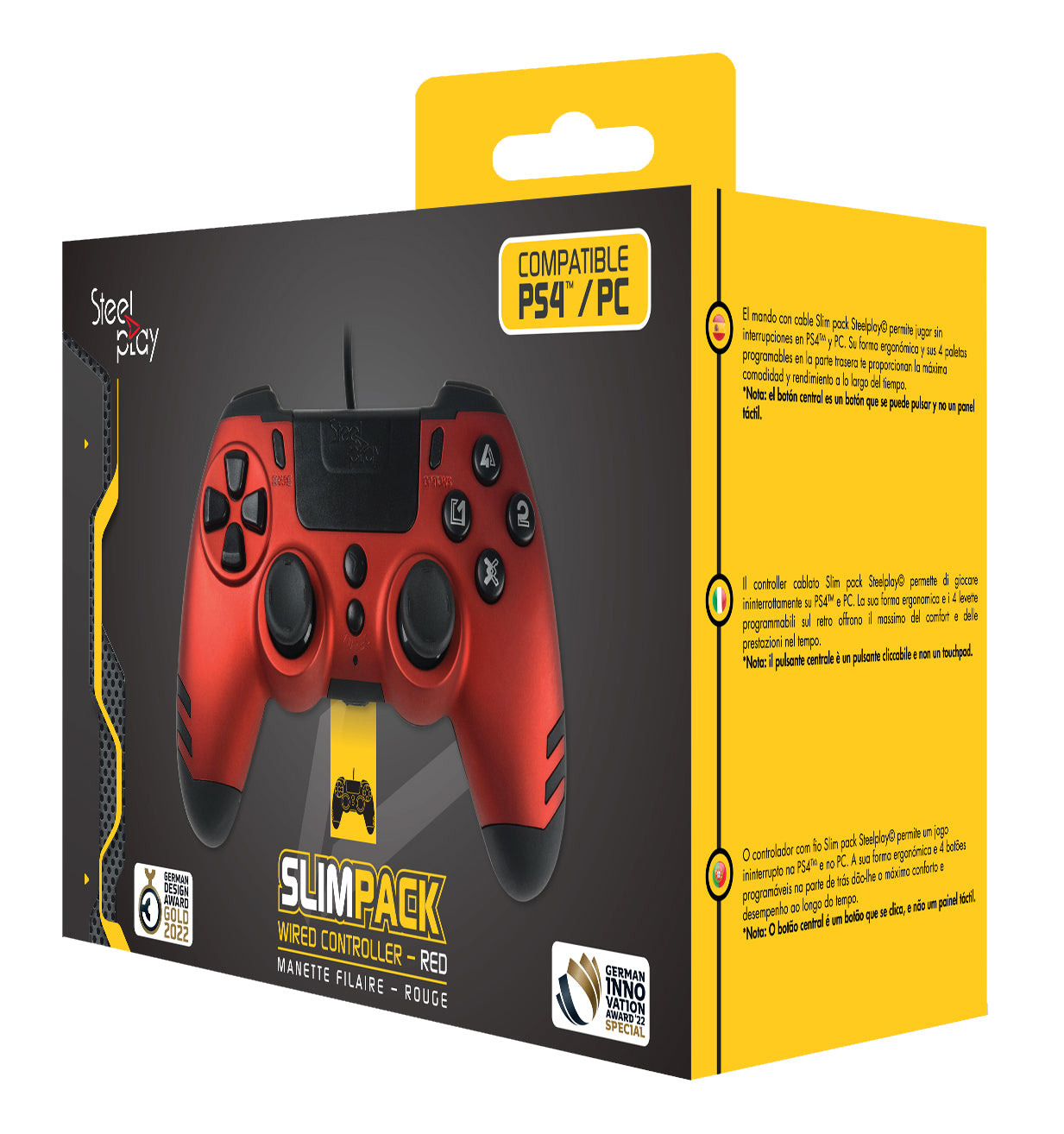 PC/PS4 Wired Controller: Lexip Slimpack Red