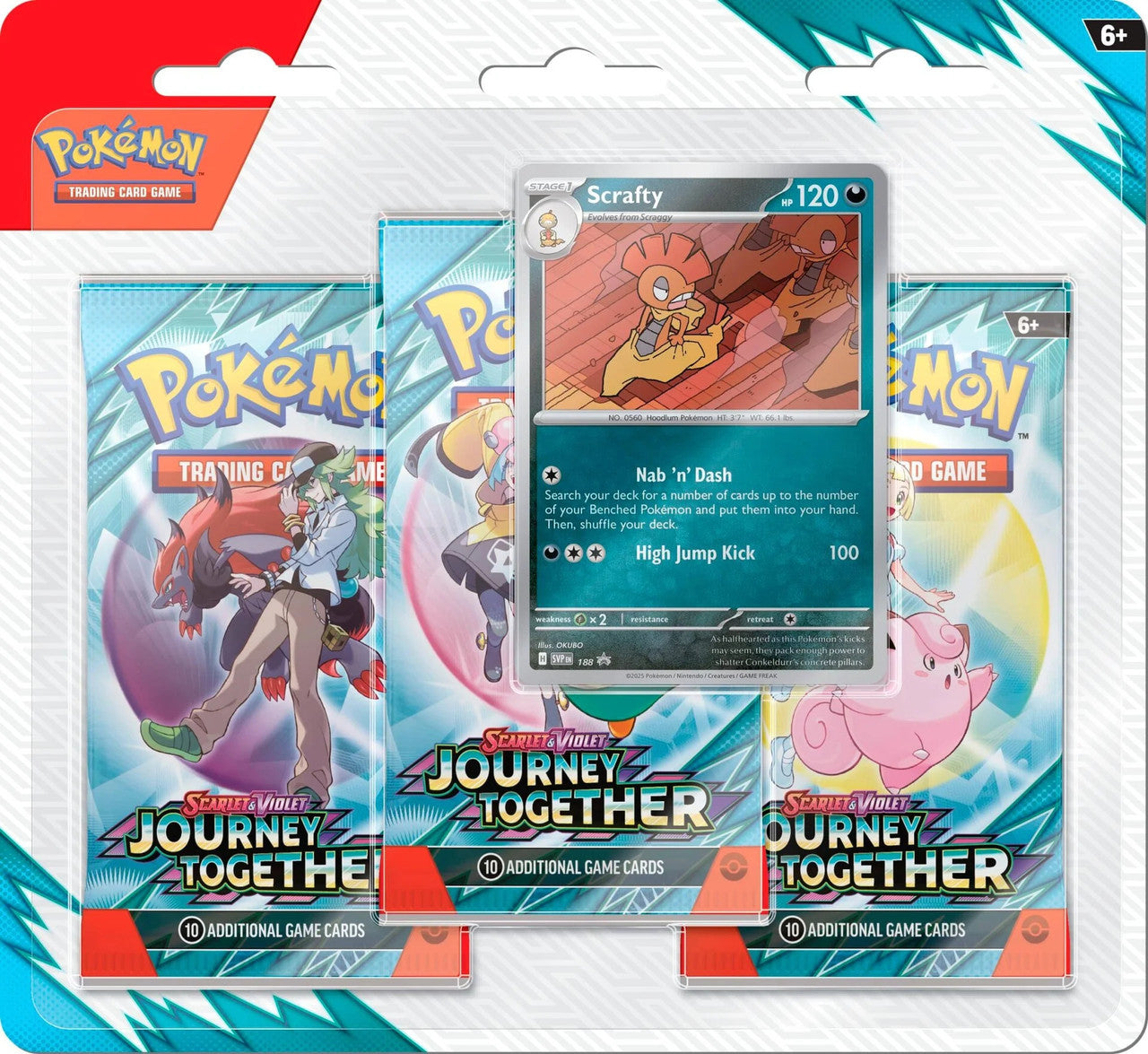 Pokemon: Journey Together - 3 Pack Blister (Scrafty)